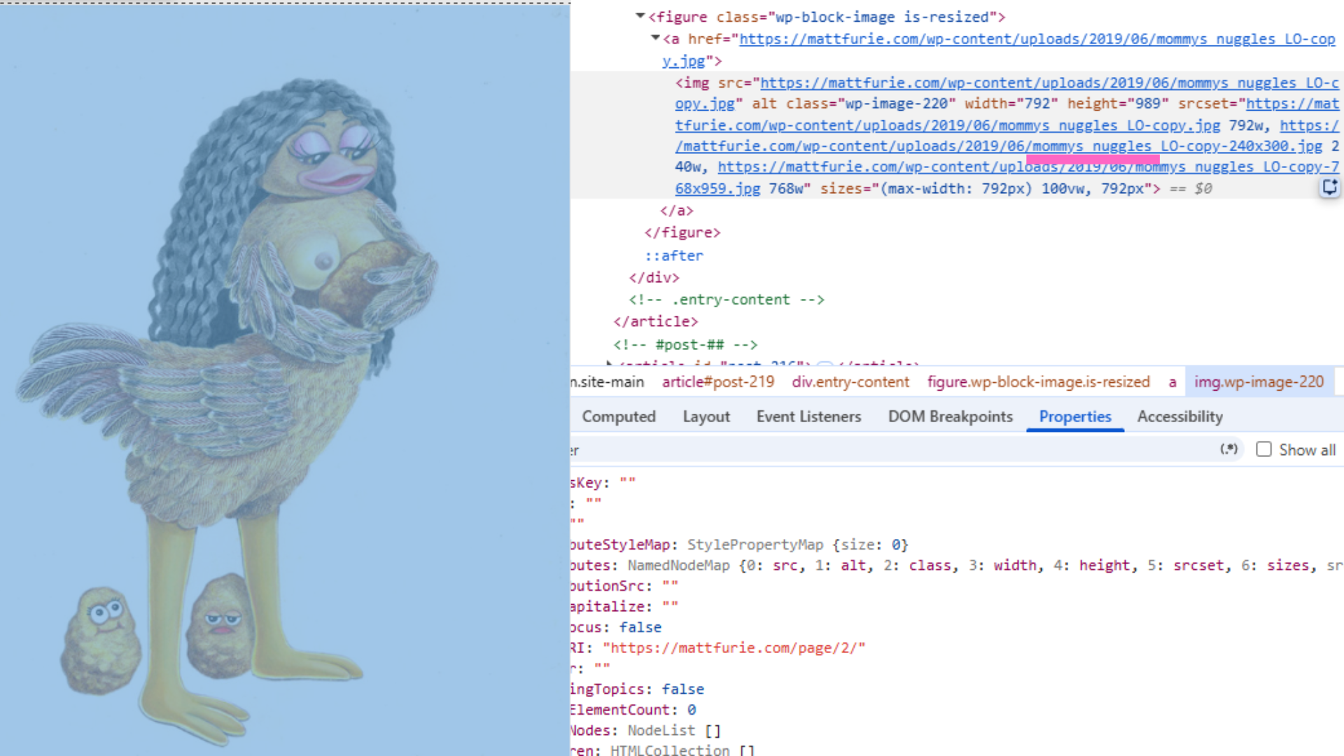 Matt Furie Instagram bigdogfurie showing Mommys Nuggles